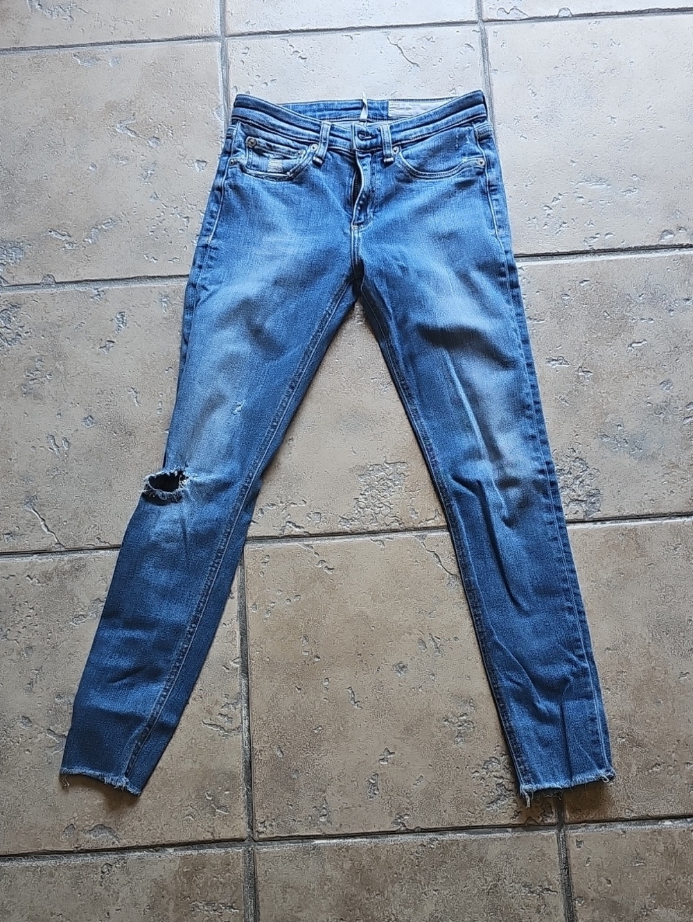 rag & bone Distressed Light Blue Skinny Jeans